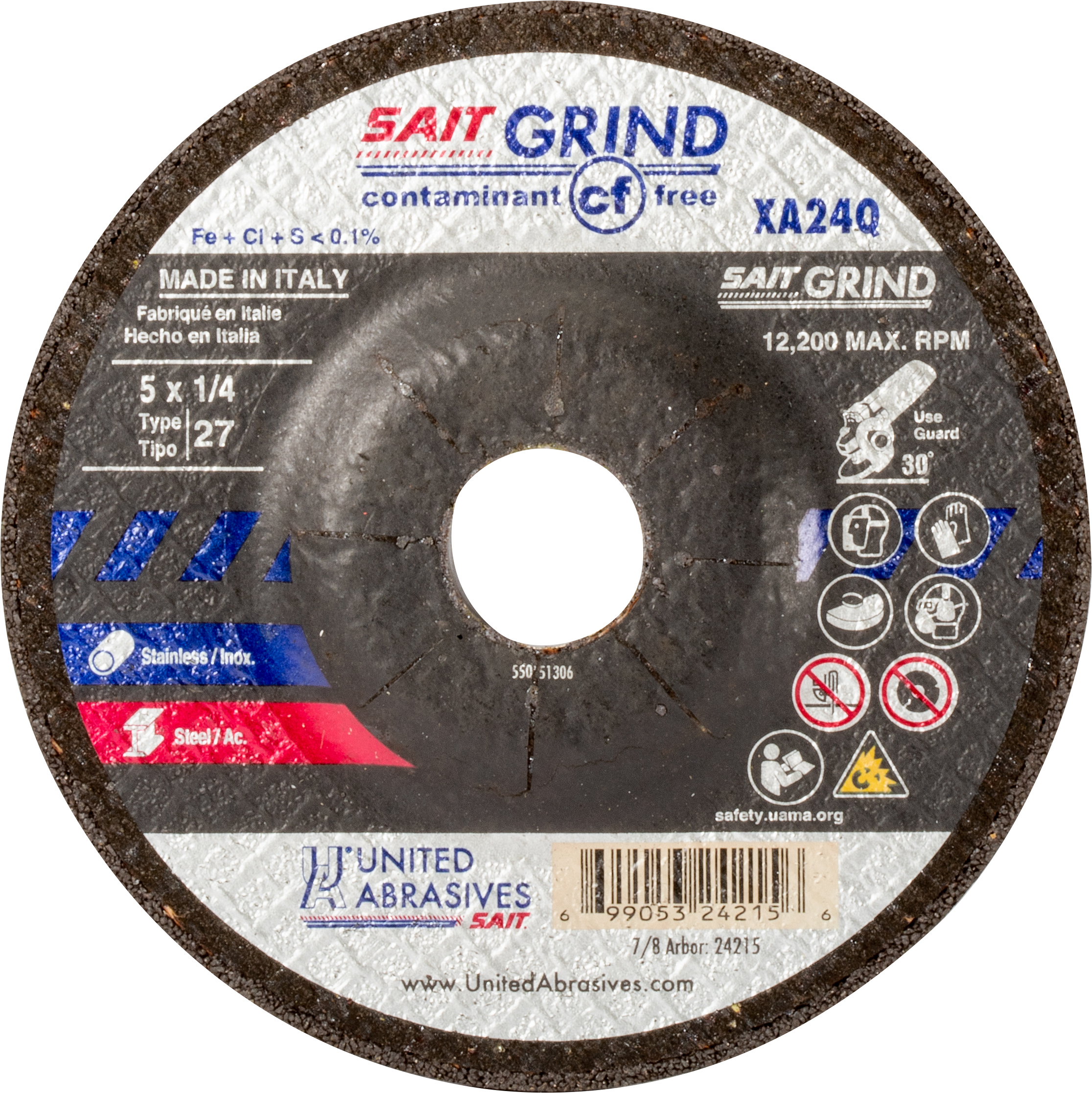 DS 4 1/2 X 1/4 X 7/8 STAINLESS - Grinding Wheels